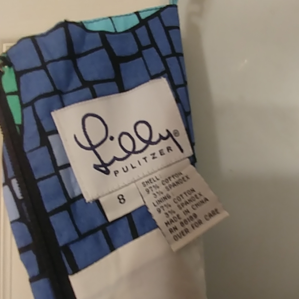 Lilly Pulitzer Cotton/Spandex Blue Mosaic Butterfly Summer Dress sz 8 NWT - Picture 3 of 6